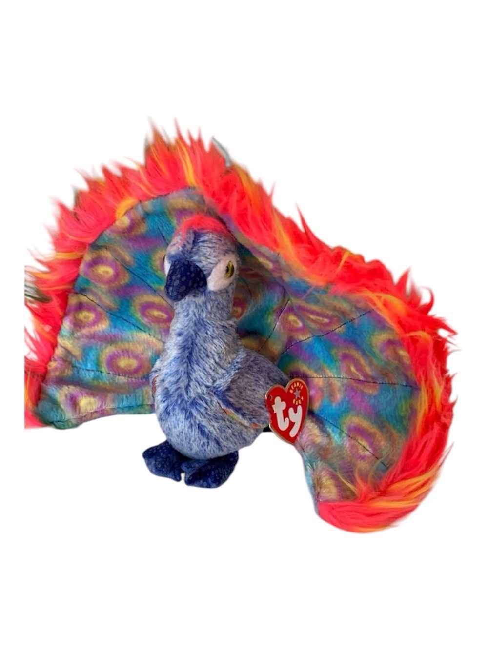 Vintage NWT Ty Beanie Baby Flashy the Peacock Bird 2000 Multicolored RARE